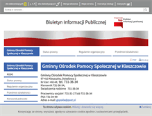 Tablet Screenshot of gops.bip.kleszczow.pl